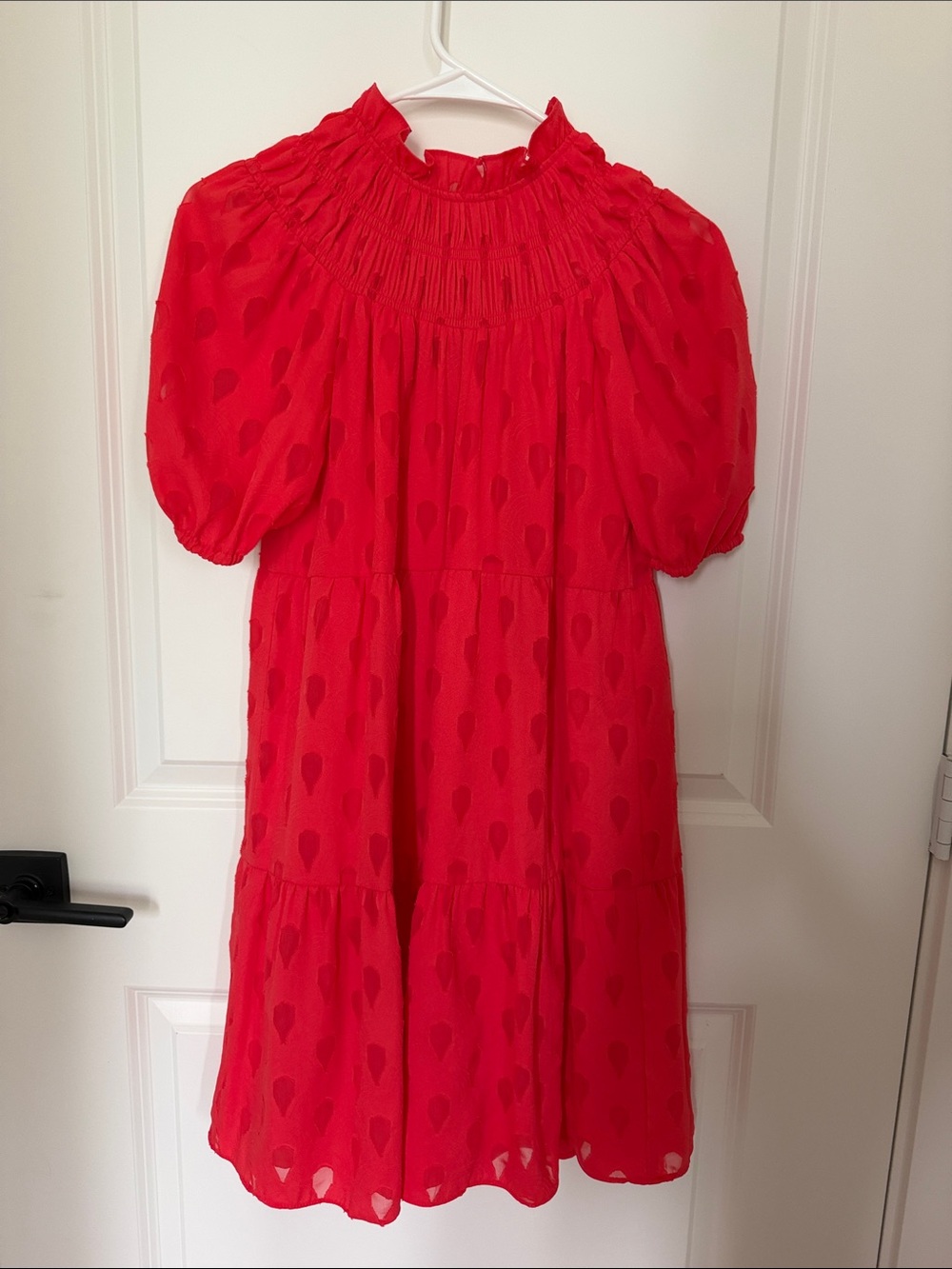 Donna Morgan Vibrant Red Smocked Neck Dress